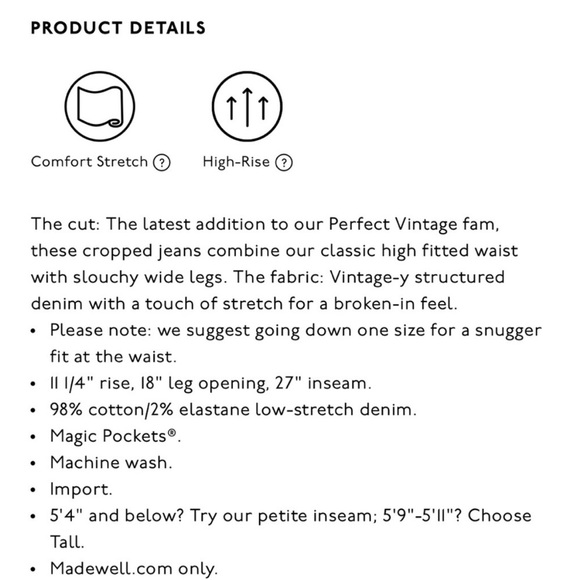 Madewell The Perfect Vintage Wide Leg Crop Jeans in tile white size 23 - Picture 4 of 6